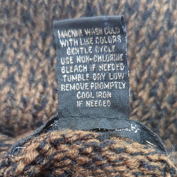 Cozy Chunky Neck Brown Knit Turtleneck Sweater Earthy Boho - Picture 4 of 8